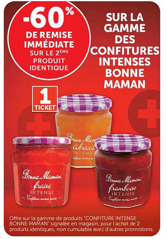 -60% DE REMISE IMMÉDIATE SUR LE 2ÈME PRODUIT IDENTIQUE SUR LA GAMME DES CONFITURES INTENSES BONNE MAMAN
