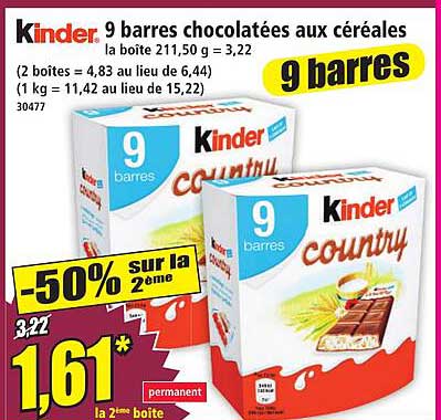 9 barres chocolatées aux céréales