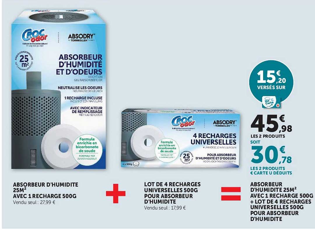 ABSORBEUR D'HUMIDITE 25M² AVEC 1 RECHARGE 500G