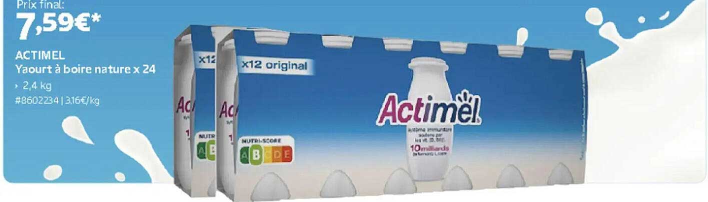 ACTIMEL Yaourt à boire nature x 24