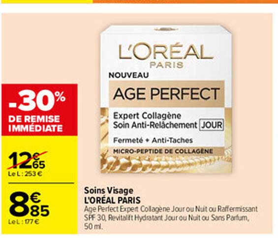 Age Perfect Expert Collagène Jour ou Nuit ou Raffermissant SPF 30, Revitalisant Hydratant Jour ou Nuit ou Sans Parfum, 50 ml
