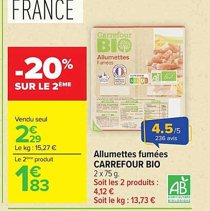Allumettes fumées CARREFOUR BIO