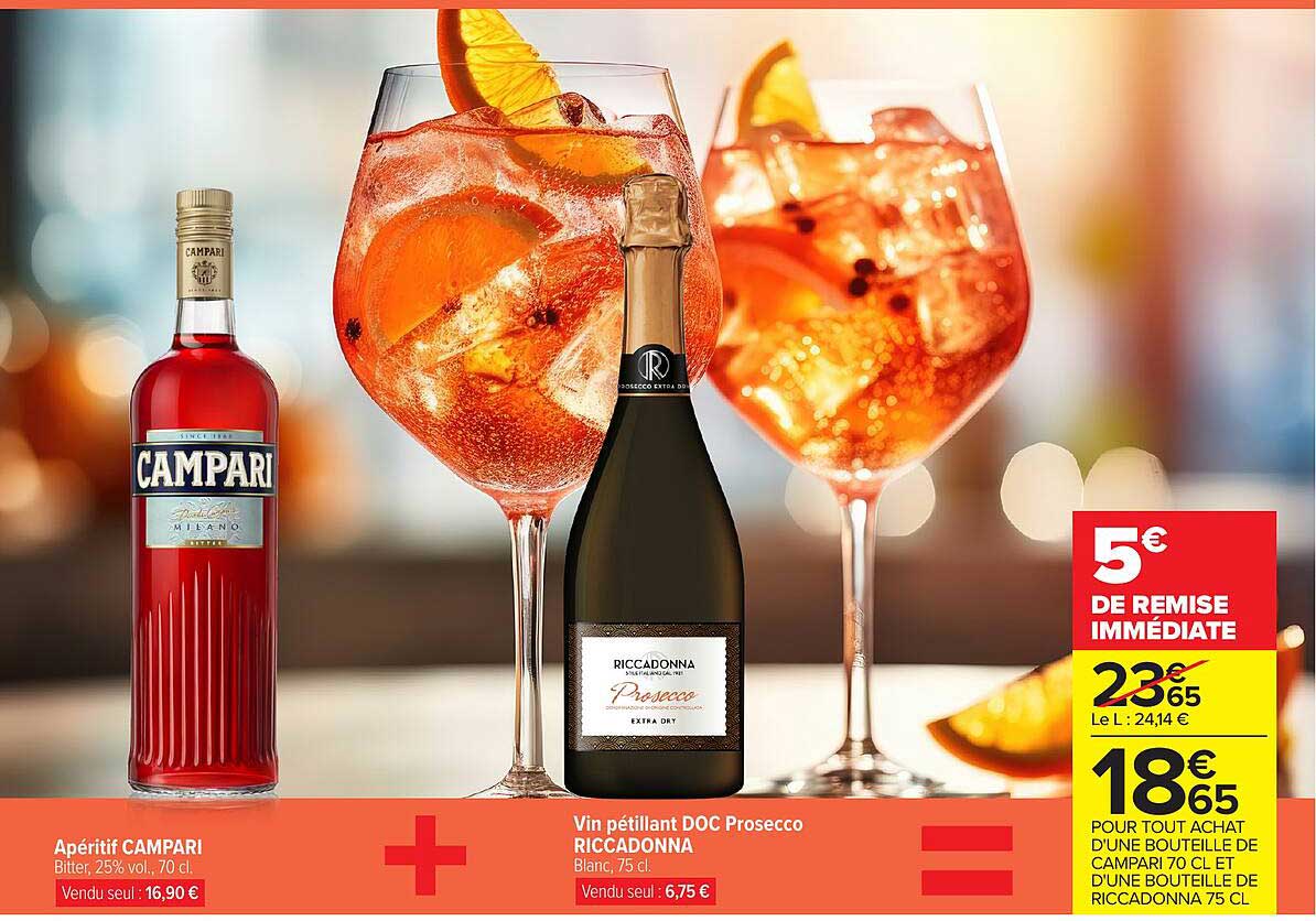 Apéritif CAMPARI + Vin pétillant DOC Prosecco RICCADONNA
