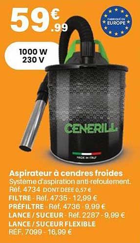 Aspirateur à cendres froides