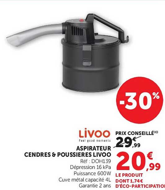 ASPIRATEUR CENDRES & POUSSIÈRES LIVOO