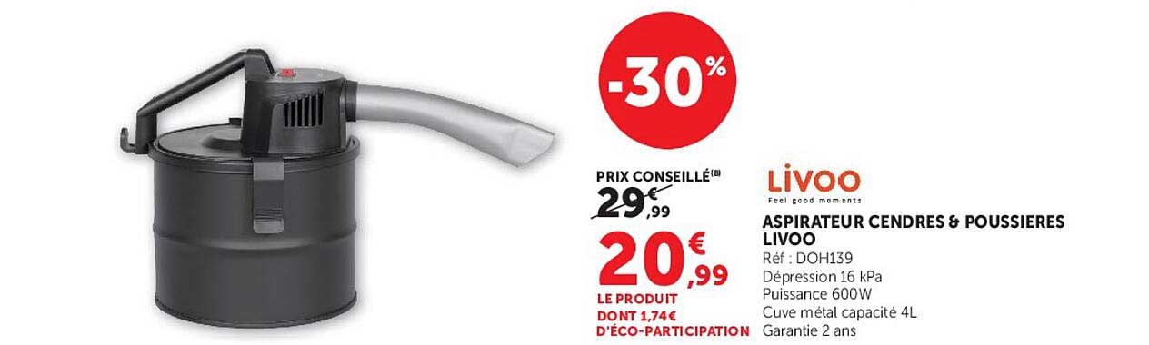 ASPIRATEUR CENDRES & POUSSIERES LIVOO