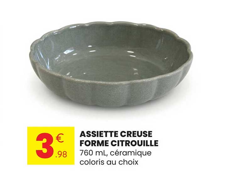 ASSIETTE CREUSE FORME CITROUILLE