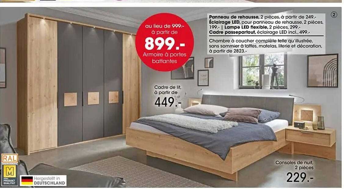 au lieu de 999.- à partir de 899.- Armoire à portes battantes