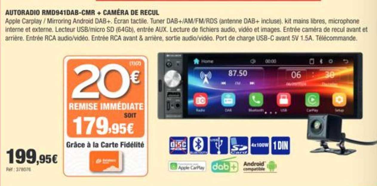 AUTORADIO RMD941DAB-CMR + CAMERA DE RECUL