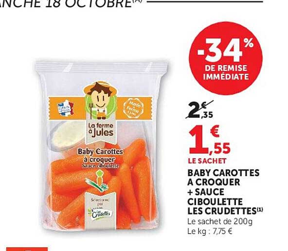 Baby carottes à croquer + sauce ciboulette les crudettes