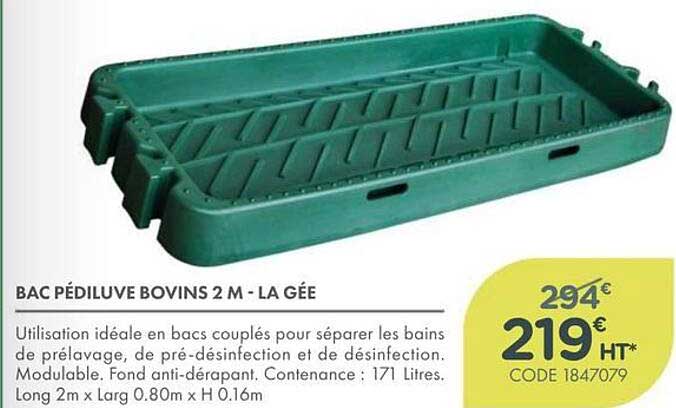 BAC PÉDILUVE BOVINS 2 M - LA GÉE