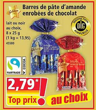 Barres de pâte d’amande enrobées de chocolat
