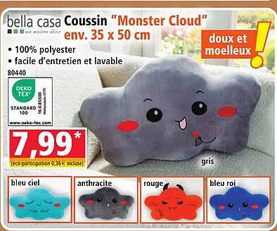 bella casa Coussin “Monster Cloud” env. 35 x 50 cm