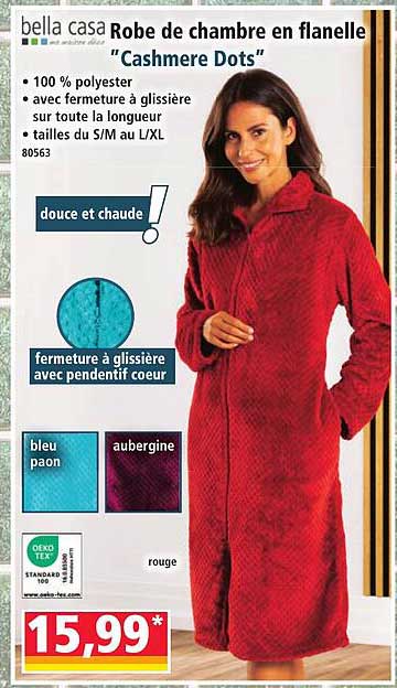 bella casa Robe de chambre en flanelle "Cashmere Dots"