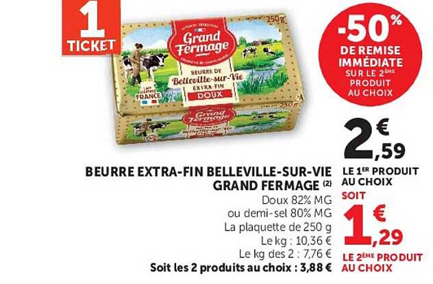 BEURRE EXTRA-FIN BELLEVILLE-SUR-VIE GRAND FERMAGE