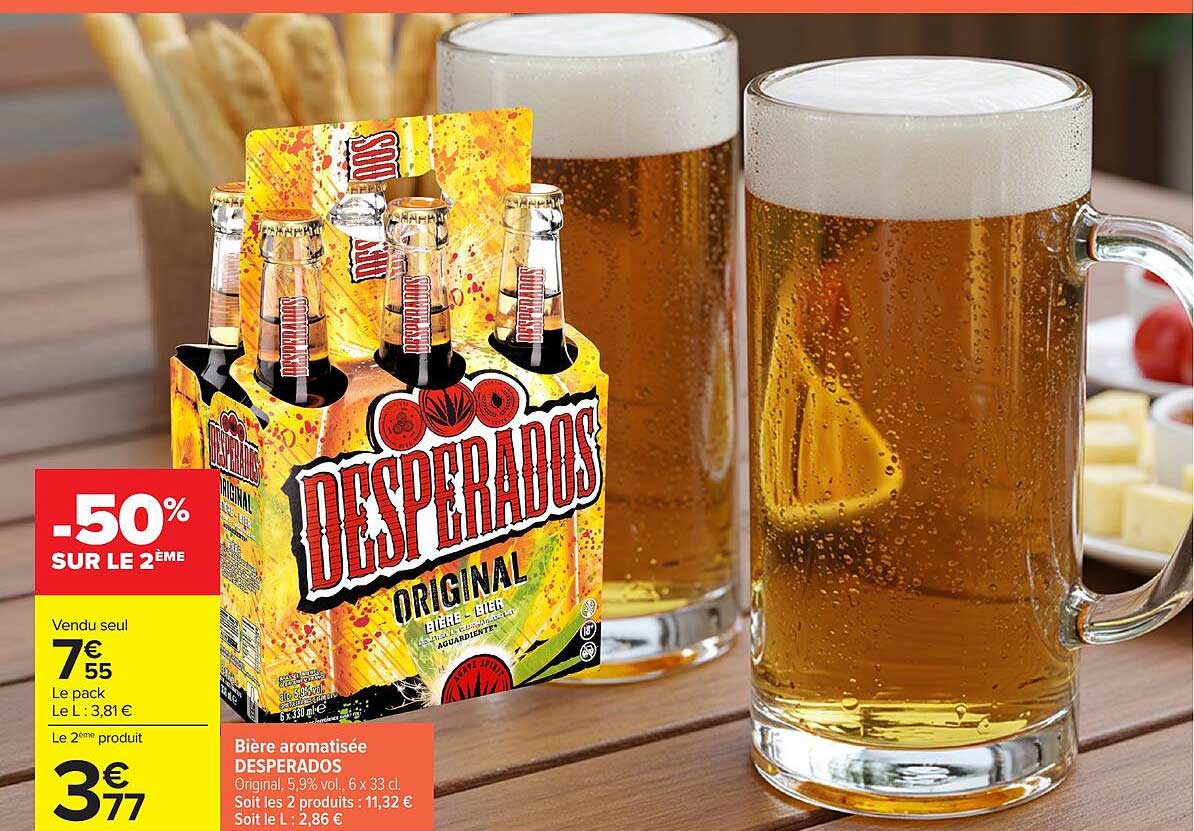 Bière aromatisée DESPERADOS Original, 5,9% vol., 6 x 33 cl