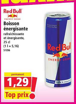 Boisson énergisante rafraîchissante et énergisante, 25 cl (1 l = 5,16) 51096