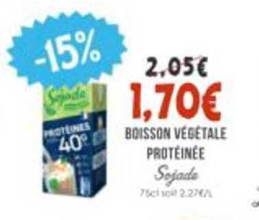 Boisson végétale protéinée Sojade