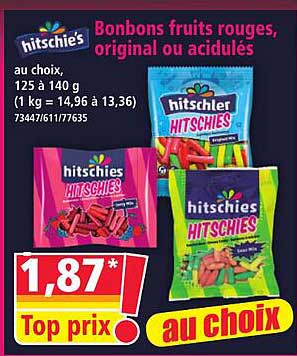 Bonbons fruits rouges, original ou acidulés