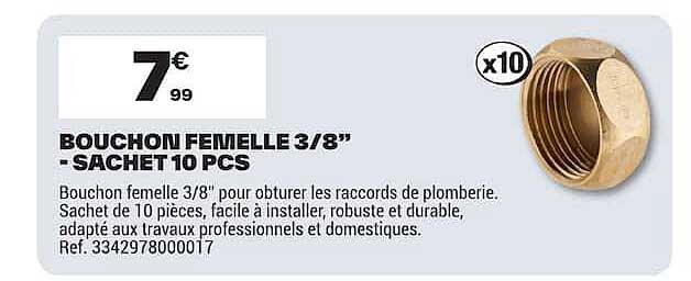 BOUCHON FEMELLE 3/8" - SACHET 10 PCS
