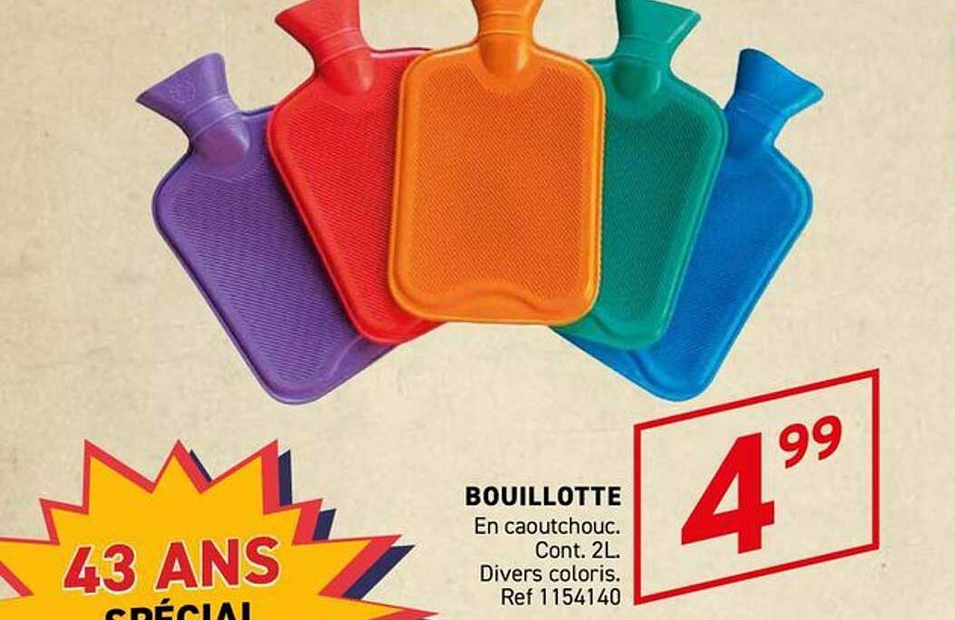 BOUILLOTTE En caoutchouc. Cont. 2L. Divers coloris. Ref 1154140