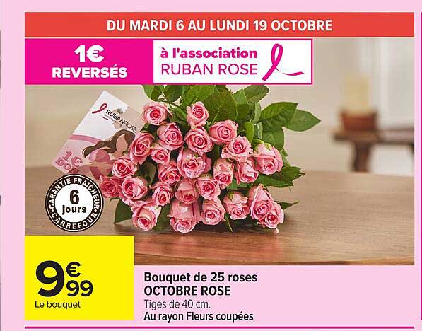 Bouquet de 25 roses OCTOBRE ROSE