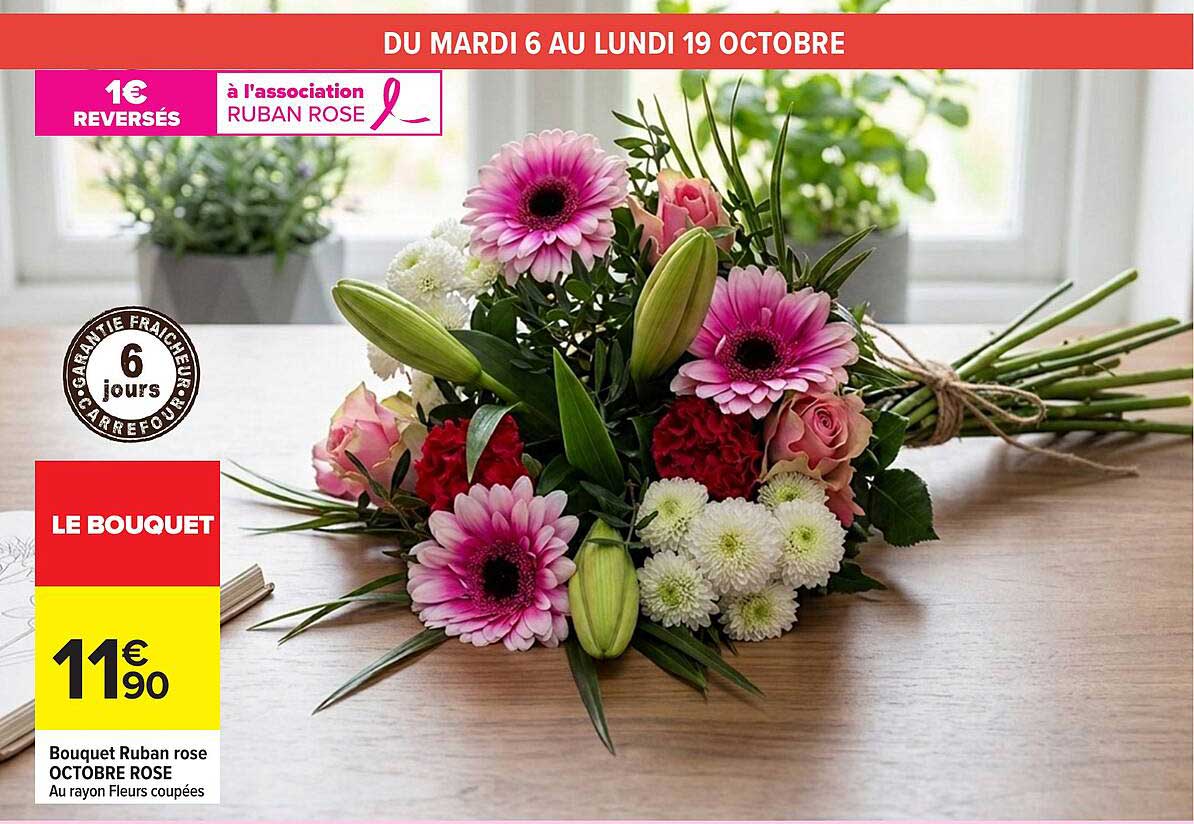 Bouquet Ruban rose OCTOBRE ROSE