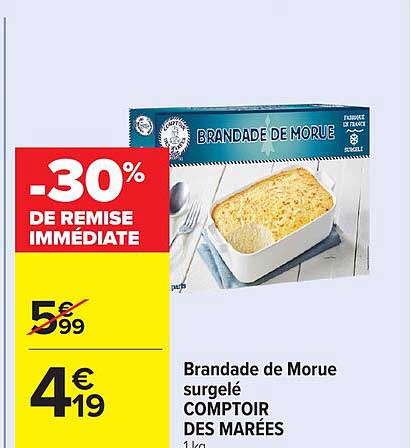 Brandade de Morue surgelé COMPTOIR DES MARÉES