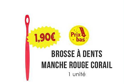 BROSSE À DENTS MANCHE ROUGE CORAIL