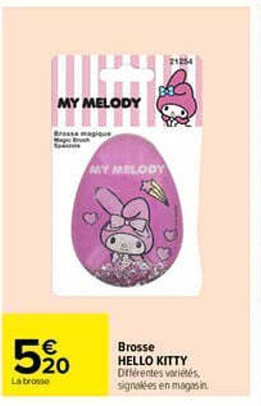 Brosse HELLO KITTY différentes variétés signalées en magasin.