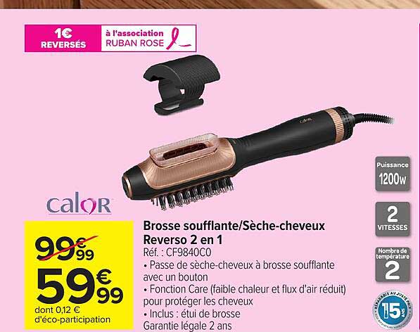 Brosse soufflante/Sèche-cheveux Reverso 2 en 1
