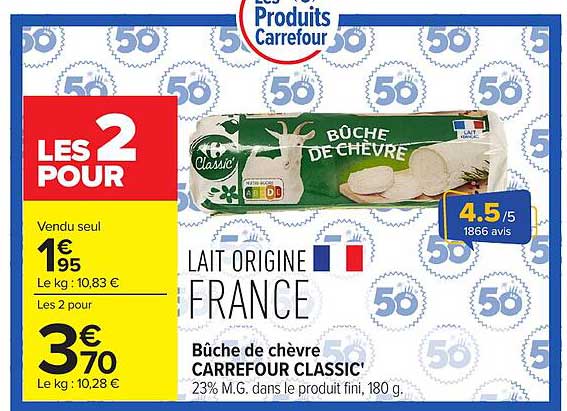 Buche de chèvre CARREFOUR CLASSIC'