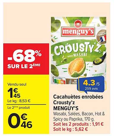 Cacahuètes enrobées Crousty'z MENGUY'S