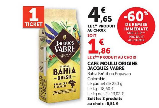 CAFÉ MOULU ORIGINE JACQUES VABRE