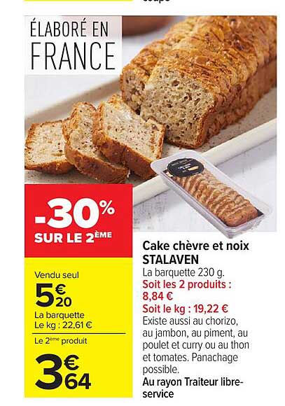 Cake chèvre et noix STALAVEN