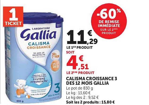 CALISMA CROISSANCE 3 DES 12 MOIS GALLIA