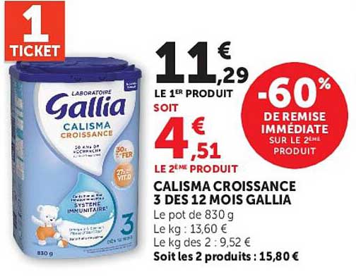 CALISMA CROISSANCE 3 DES 12 MOIS GALLIA