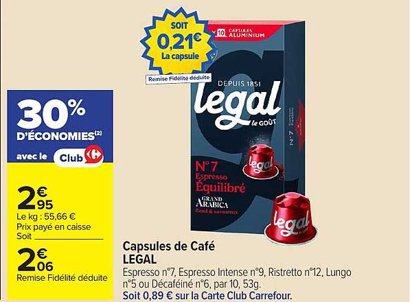Capsules de Café LEGAL
