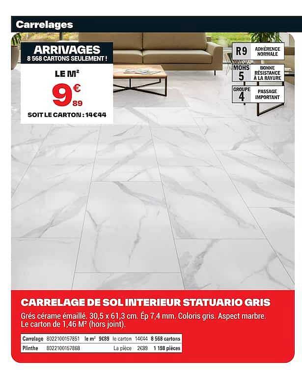 CARRELAGE DE SOL INTÉRIEUR STATUARIO GRIS
