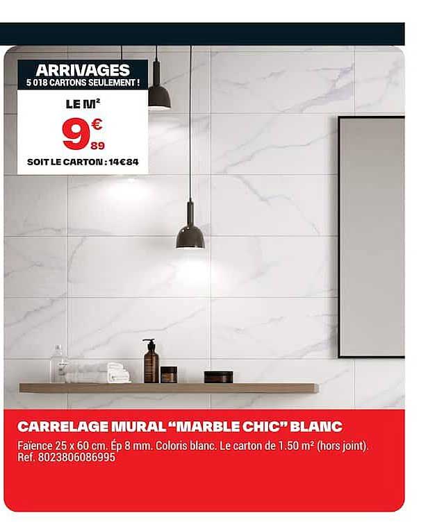 CARRELAGE MURAL “MARBLE CHIC” BLANC