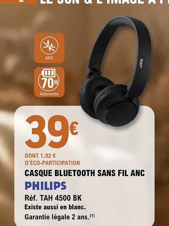 CASQUE BLUETOOTH SANS FIL ANC PHILIPS