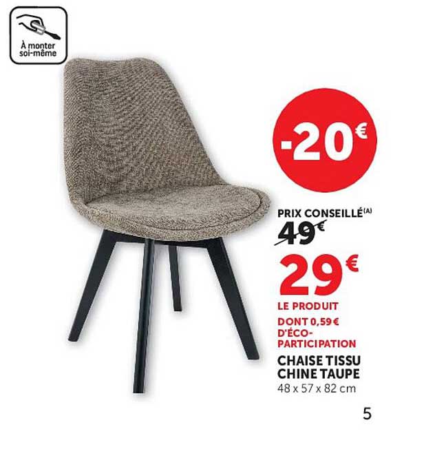 CHAISE TISSU CHINE TAUPE
