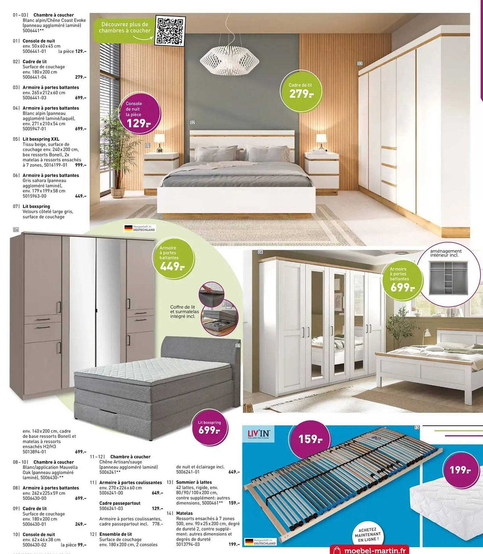 Chambre à coucher Blanc alpin/Chêne Coast Evoke (panneau aggloméré laminé)