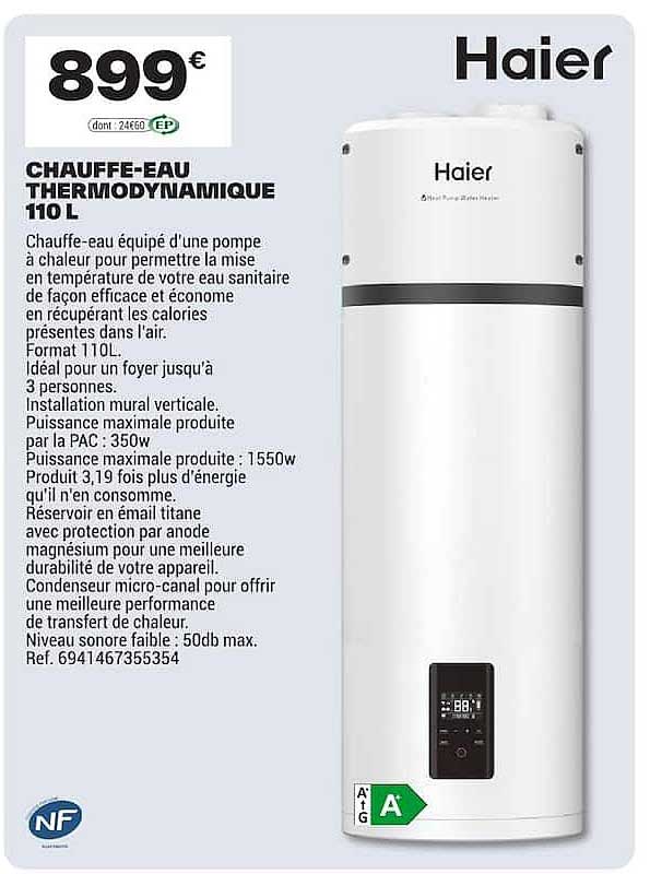CHAUFFE-EAU THERMODYNAMIQUE 110 L