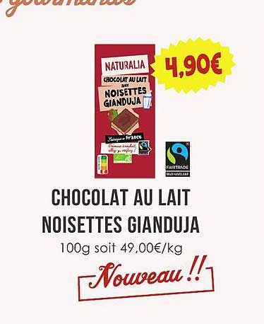 CHOCOLAT AU LAIT NOISETTES GIANDUJA