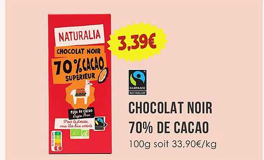 CHOCOLAT NOIR 70% DE CACAO
