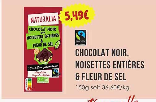 CHOCOLAT NOIR, NOISETTES ENTIÈRES & FLEUR DE SEL