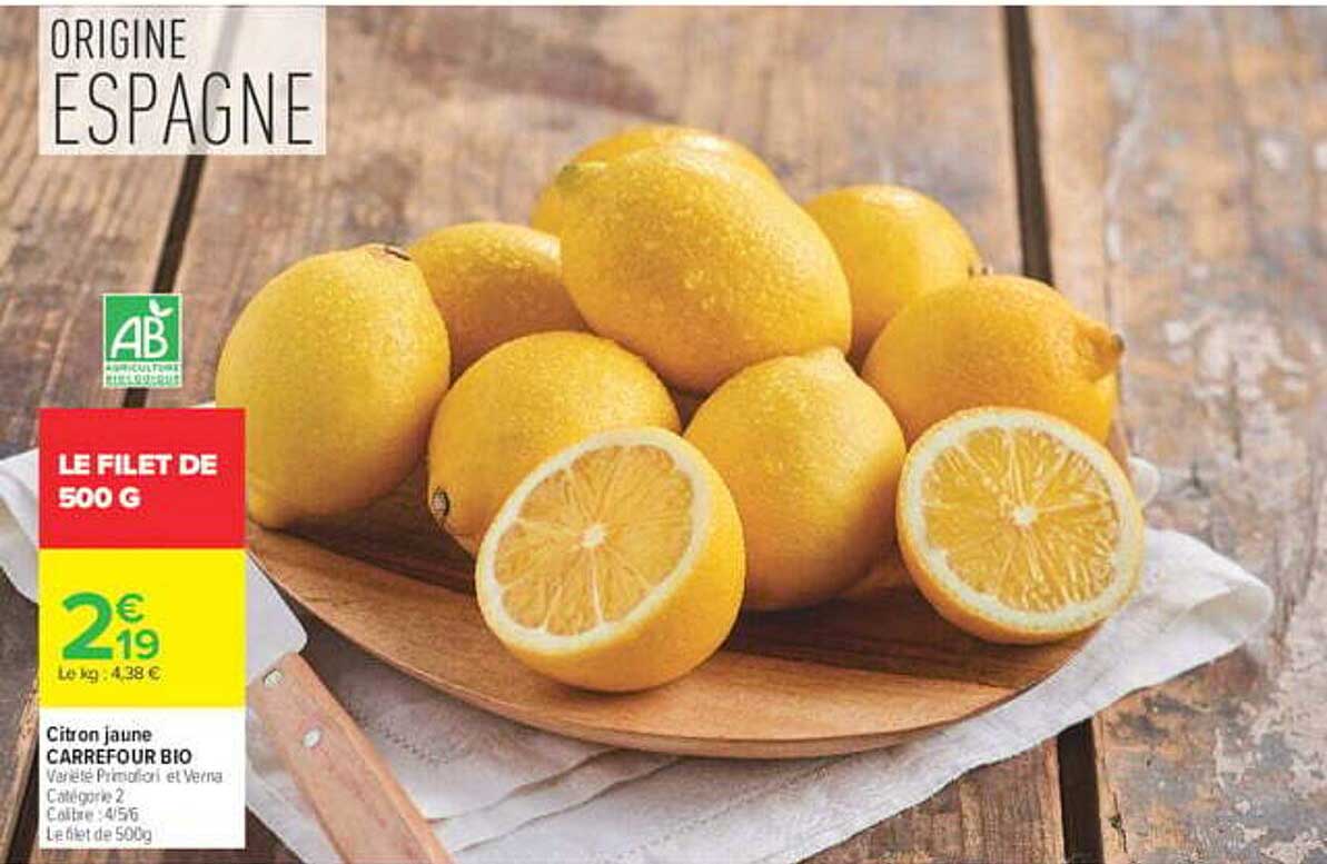 Citron jaune CARREFOUR BIO