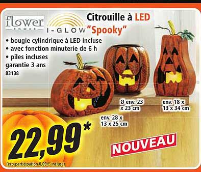 Citrouille à LED I-GLOW "Spooky"