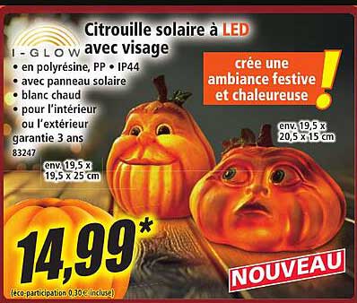 Citrouille solaire à LED